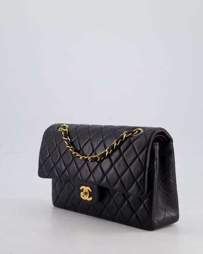 *AMAZING CONDITION* Chanel Vintage Black Medium Classic Double Flap Bag in Lambskin Leather with 24k Gold Hardware