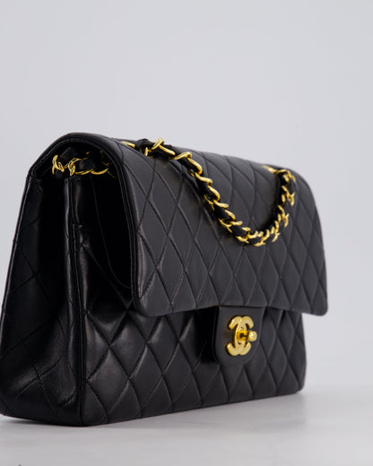 *AMAZING CONDITION* Chanel Vintage Black Medium Classic Double Flap Bag in Lambskin Leather with 24k Gold Hardware