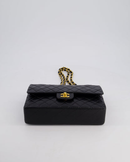 *AMAZING CONDITION* Chanel Vintage Black Medium Classic Double Flap Bag in Lambskin Leather with 24k Gold Hardware