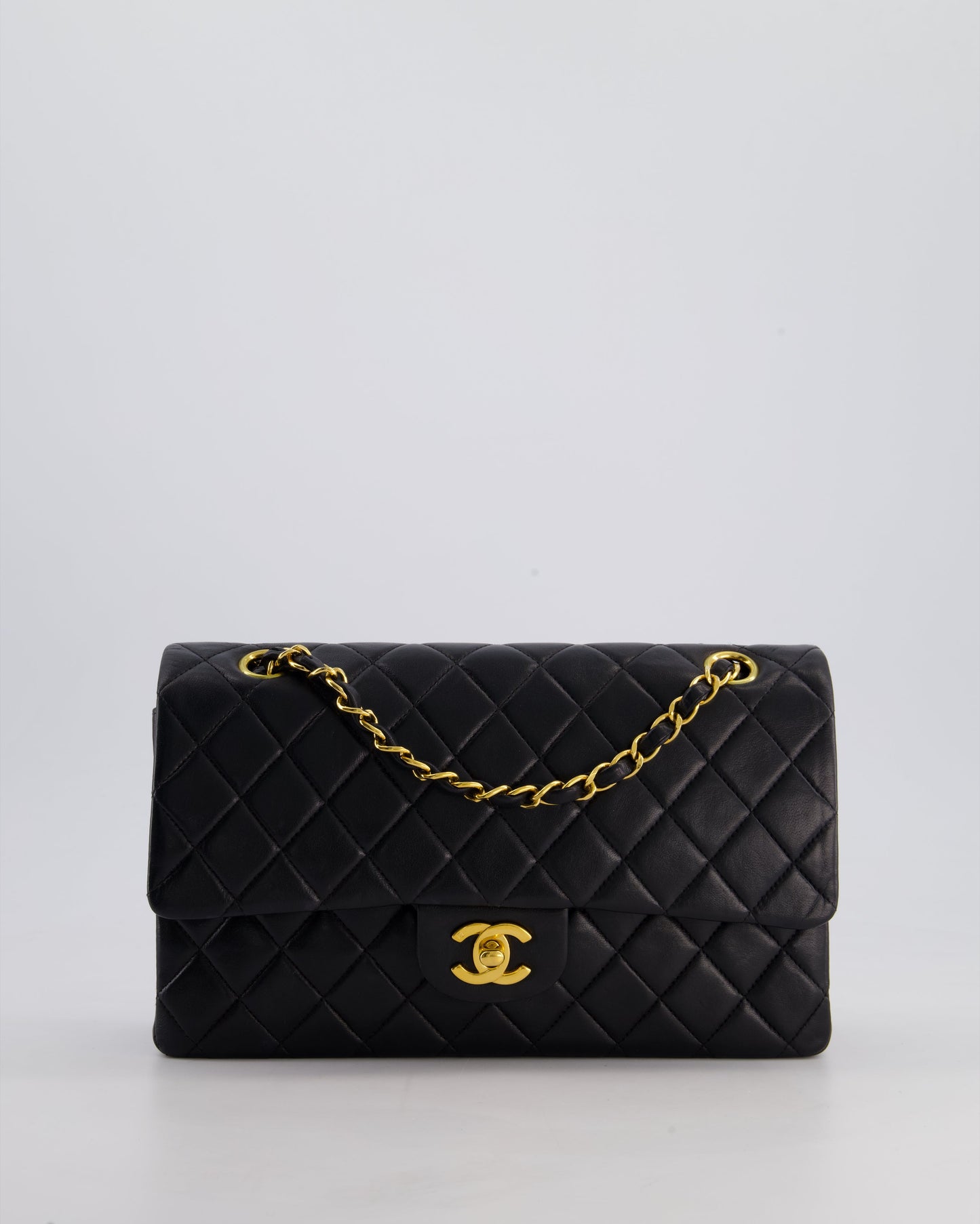 *AMAZING CONDITION* Chanel Vintage Black Medium Classic Double Flap Bag in Lambskin Leather with 24k Gold Hardware