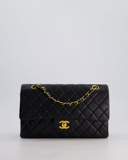 *AMAZING CONDITION* Chanel Vintage Black Medium Classic Double Flap Bag in Lambskin Leather with 24k Gold Hardware