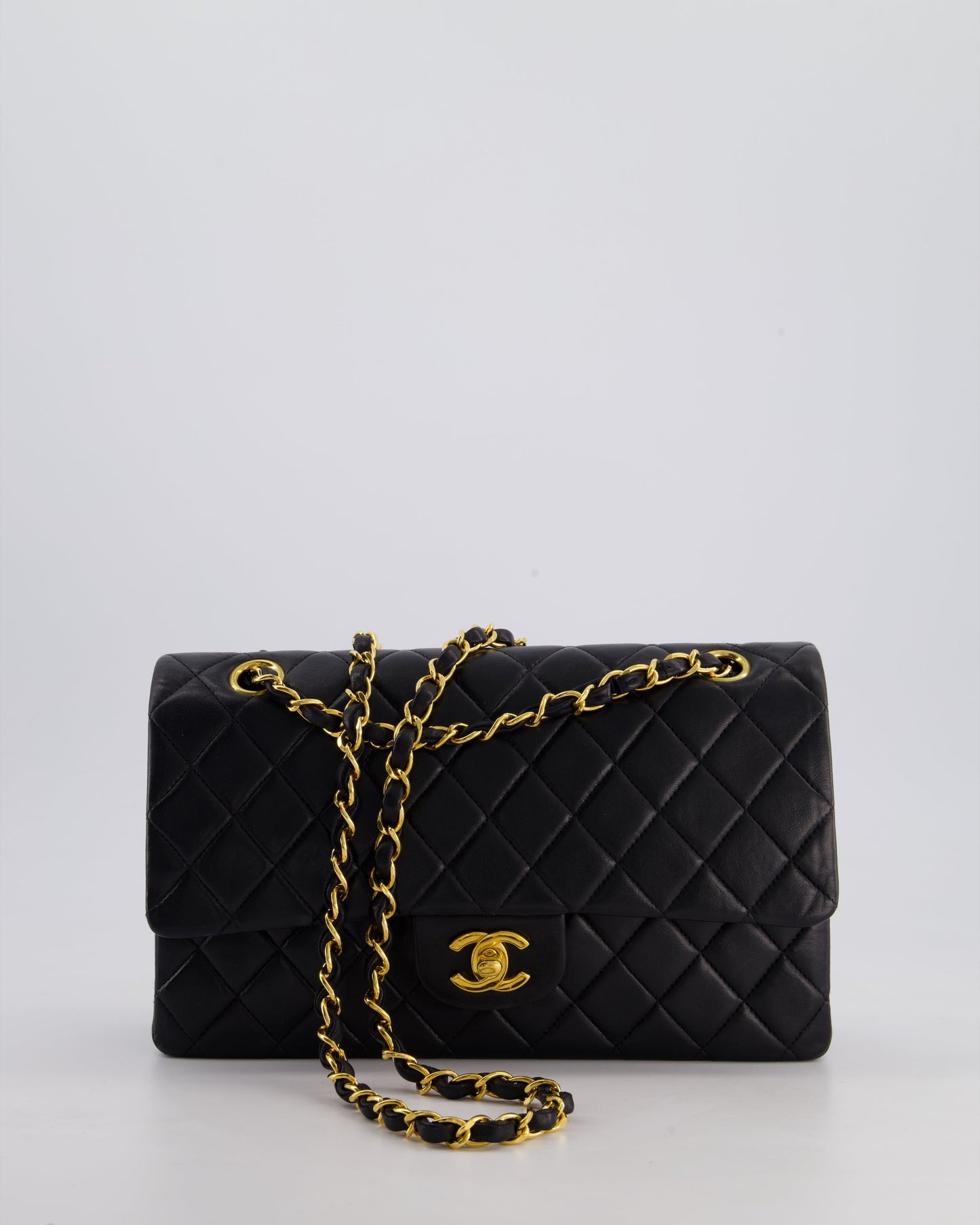 *AMAZING CONDITION* Chanel Vintage Black Medium Classic Double Flap Bag in Lambskin Leather with 24k Gold Hardware
