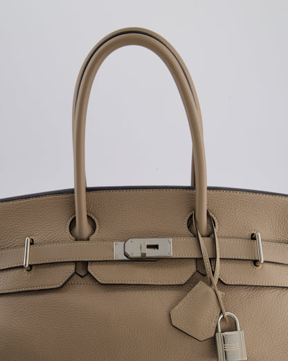 *COLLECTORS* Hermès Birkin JPG Bag in Gris Tortourelle Clemence Leather with Palladium Hardware