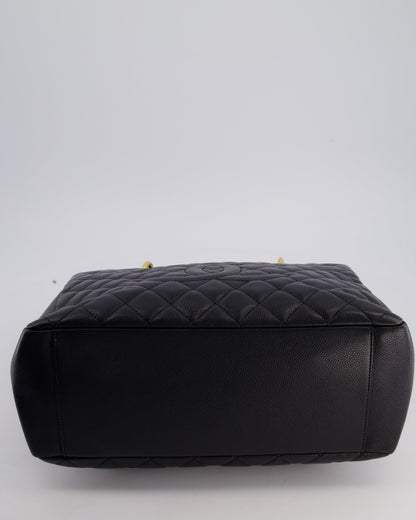 Chanel Black GST Grand Shopper Tote Bag in Caviar Leather with Gold Hardware