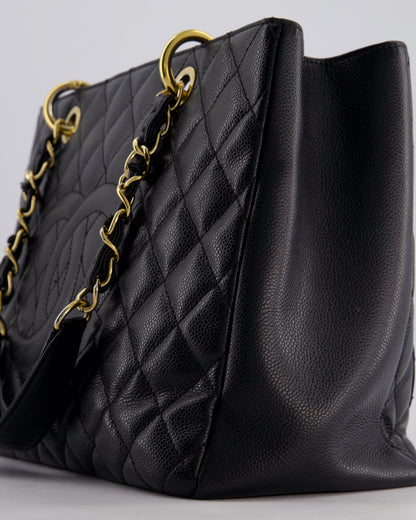Chanel Black GST Grand Shopper Tote Bag in Caviar Leather with Gold Hardware