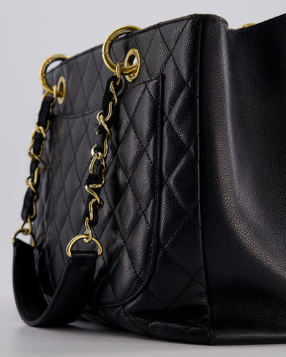 Chanel Black GST Grand Shopper Tote Bag in Caviar Leather with Gold Hardware