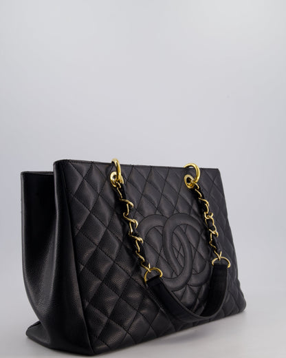 Chanel Black GST Grand Shopper Tote Bag in Caviar Leather with Gold Hardware