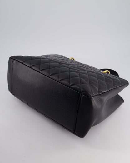 Chanel Black GST Grand Shopper Tote Bag in Caviar Leather with Gold Hardware