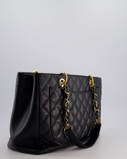 Chanel Black GST Grand Shopper Tote Bag in Caviar Leather with Gold Hardware