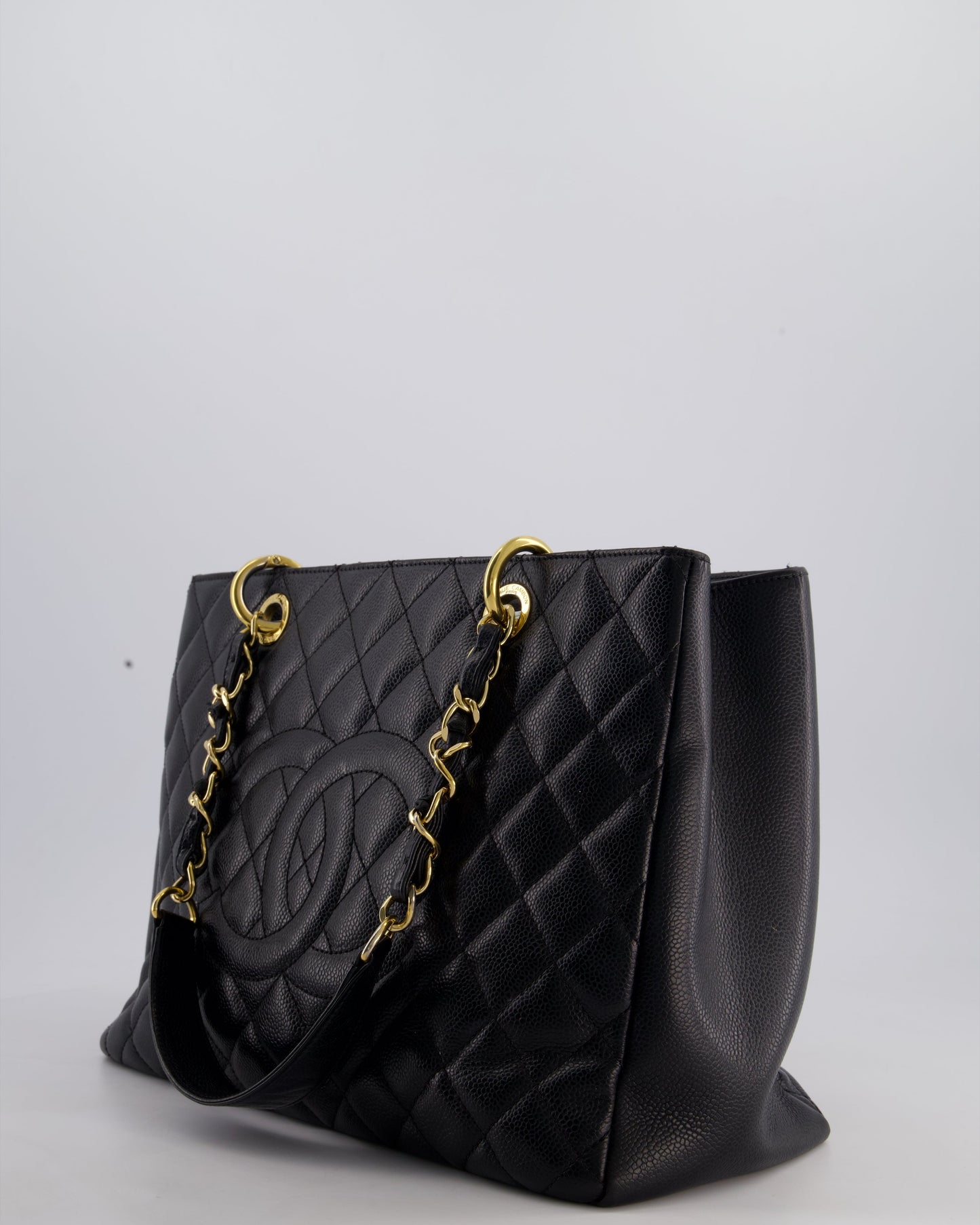 Chanel Black GST Grand Shopper Tote Bag in Caviar Leather with Gold Hardware