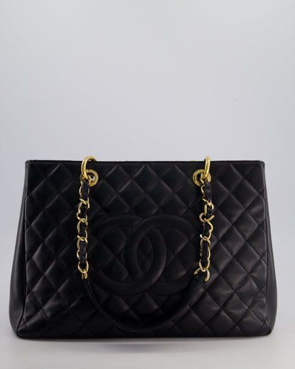Chanel Black GST Grand Shopper Tote Bag in Caviar Leather with Gold Hardware