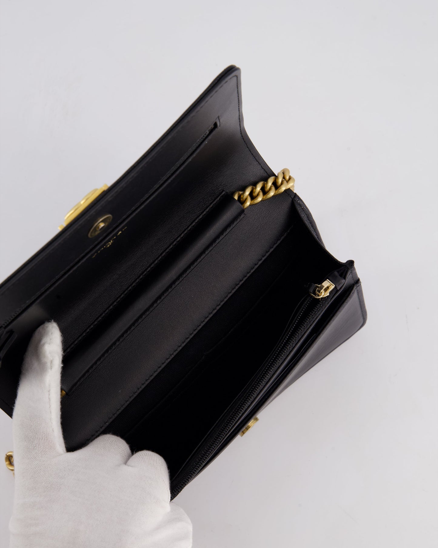 *HOT* Chanel Black Boy Wallet on Chain in Caviar Leather with Brushed Gold Hardware