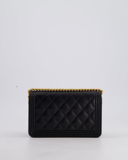 *HOT* Chanel Black Boy Wallet on Chain in Caviar Leather with Brushed Gold Hardware