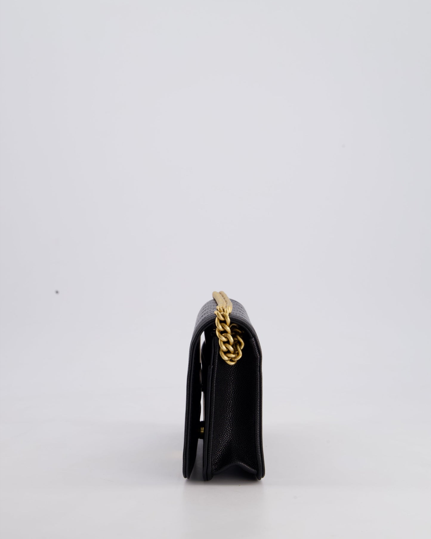 *HOT* Chanel Black Boy Wallet on Chain in Caviar Leather with Brushed Gold Hardware