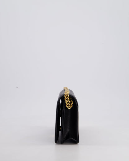 *HOT* Chanel Black Boy Wallet on Chain in Caviar Leather with Brushed Gold Hardware