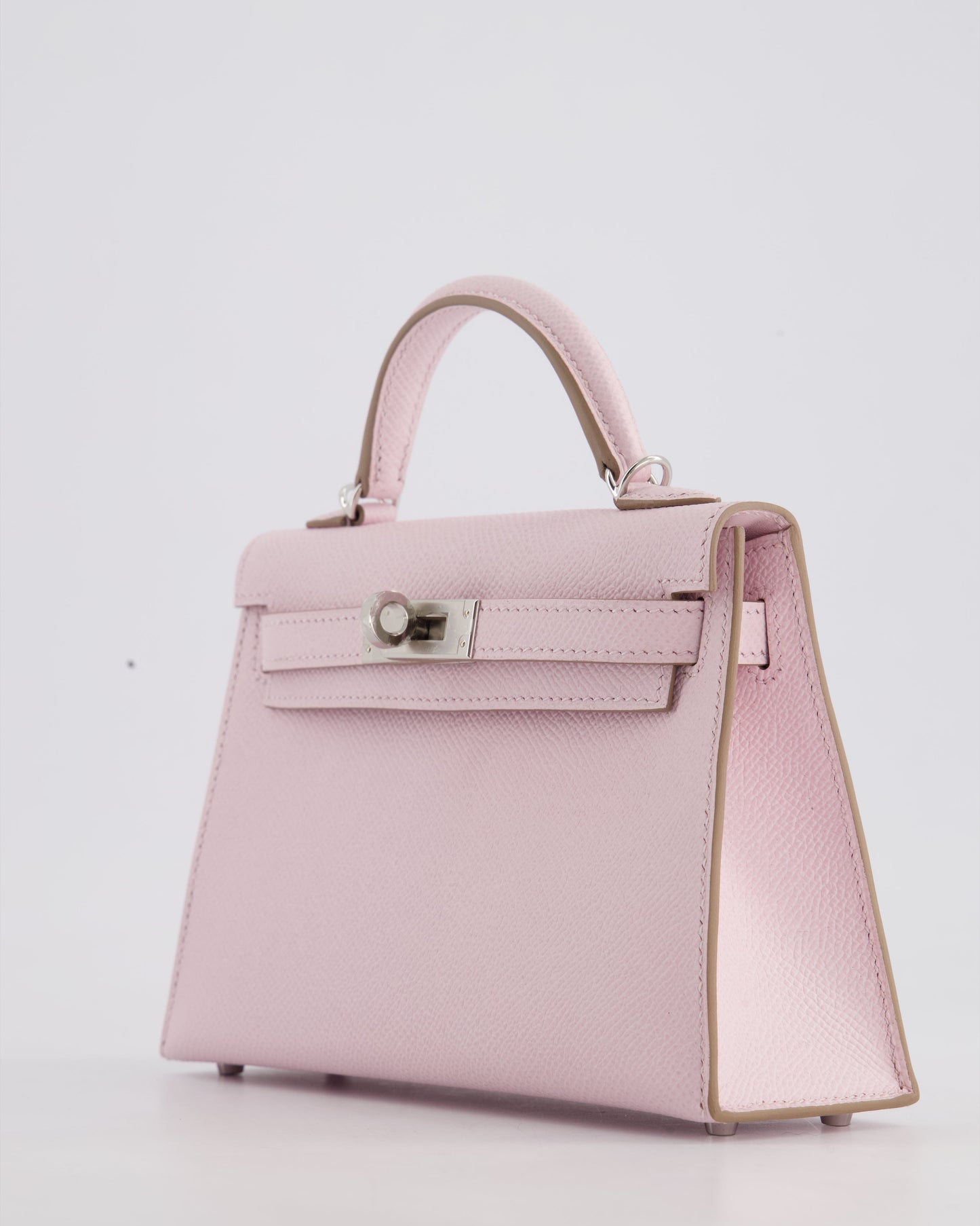 *HOT* Hermès Mini Kelly II 20cm Bag In Mauve Pale Epsom Leather with Palladium Hardware