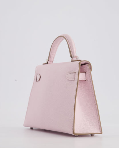 *HOT* Hermès Mini Kelly II 20cm Bag In Mauve Pale Epsom Leather with Palladium Hardware