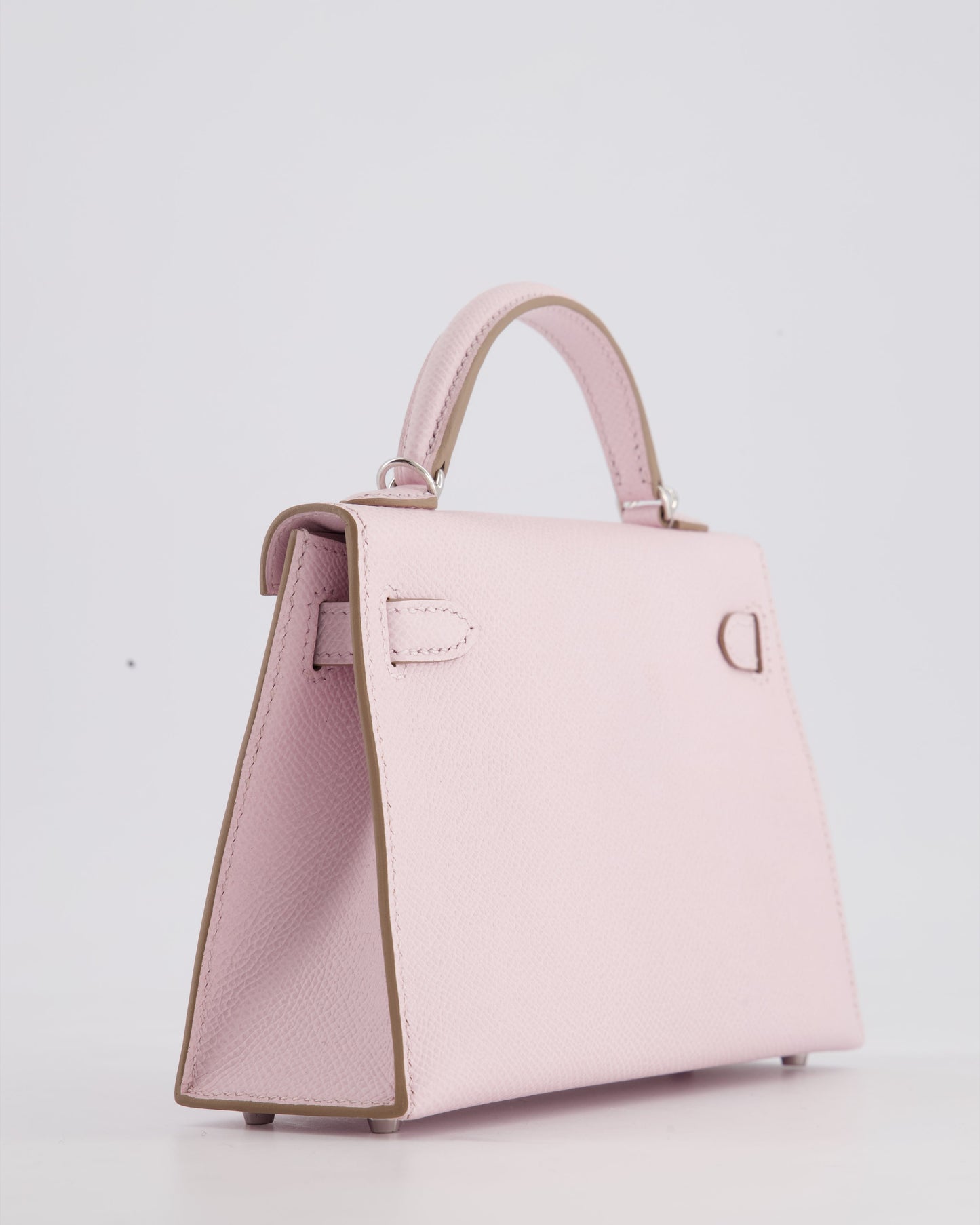 *HOT* Hermès Mini Kelly II 20cm Bag In Mauve Pale Epsom Leather with Palladium Hardware