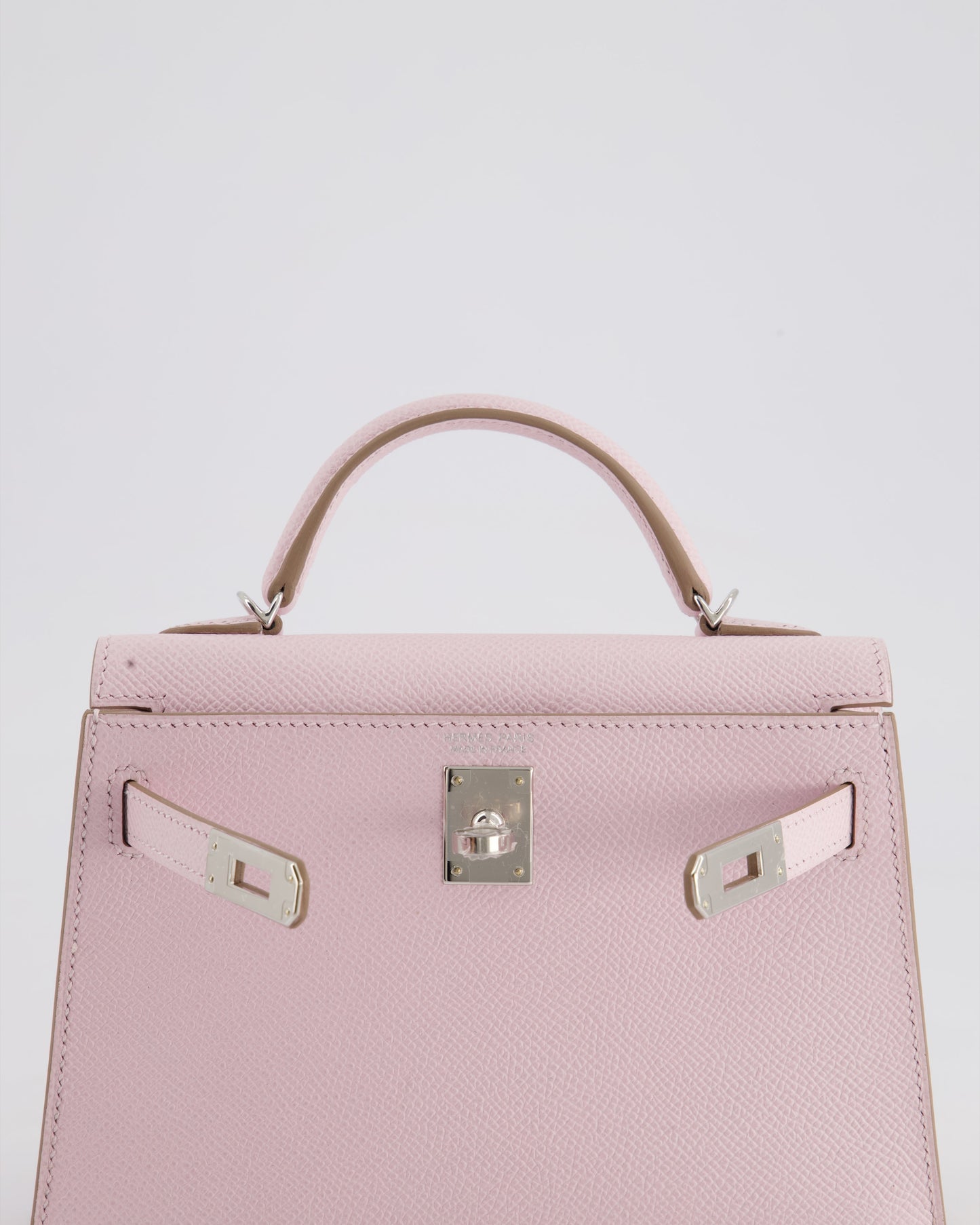 *HOT* Hermès Mini Kelly II 20cm Bag In Mauve Pale Epsom Leather with Palladium Hardware