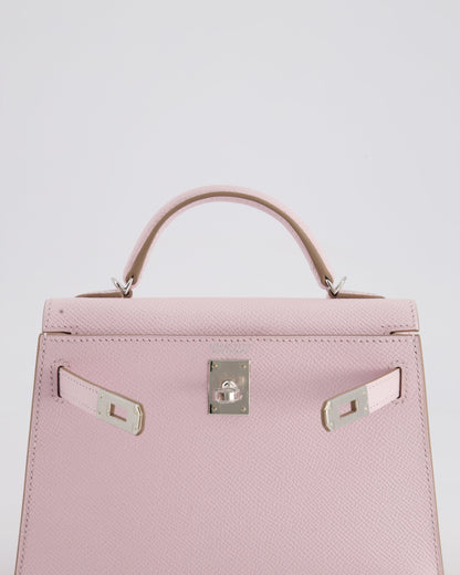 *HOT* Hermès Mini Kelly II 20cm Bag In Mauve Pale Epsom Leather with Palladium Hardware