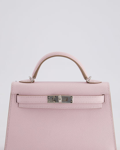 *HOT* Hermès Mini Kelly II 20cm Bag In Mauve Pale Epsom Leather with Palladium Hardware