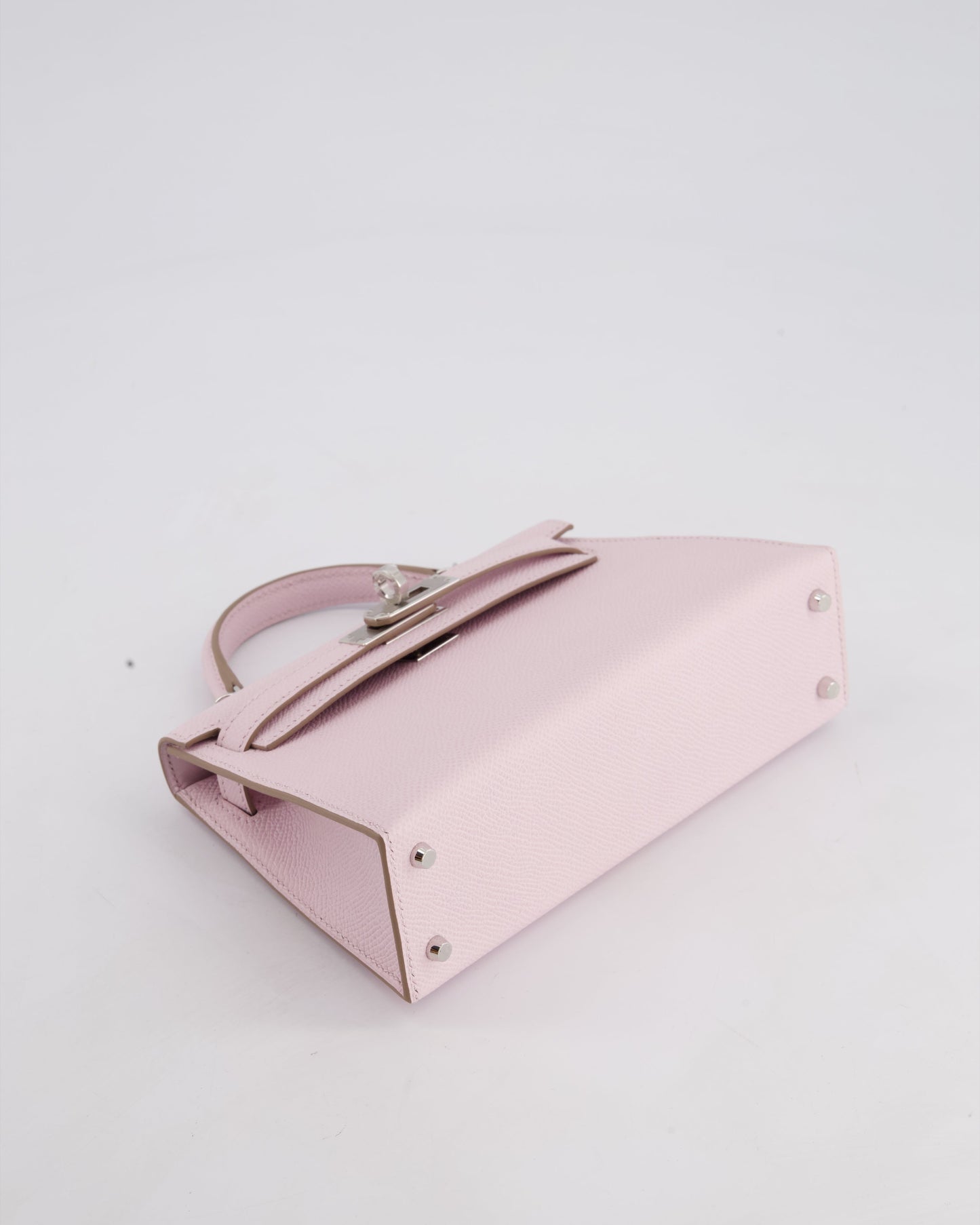*HOT* Hermès Mini Kelly II 20cm Bag In Mauve Pale Epsom Leather with Palladium Hardware