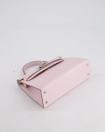 *HOT* Hermès Mini Kelly II 20cm Bag In Mauve Pale Epsom Leather with Palladium Hardware