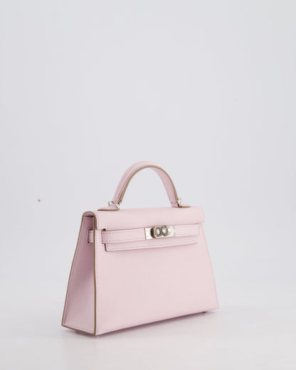 *HOT* Hermès Mini Kelly II 20cm Bag In Mauve Pale Epsom Leather with Palladium Hardware