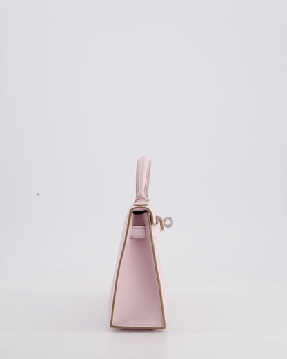 *HOT* Hermès Mini Kelly II 20cm Bag In Mauve Pale Epsom Leather with Palladium Hardware