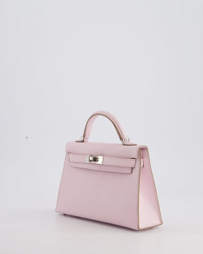 *HOT* Hermès Mini Kelly II 20cm Bag In Mauve Pale Epsom Leather with Palladium Hardware