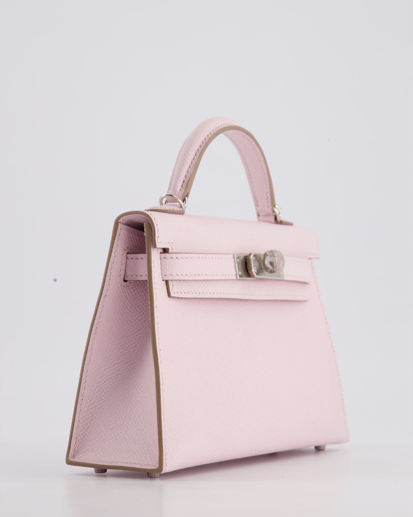 *HOT* Hermès Mini Kelly II 20cm Bag In Mauve Pale Epsom Leather with Palladium Hardware
