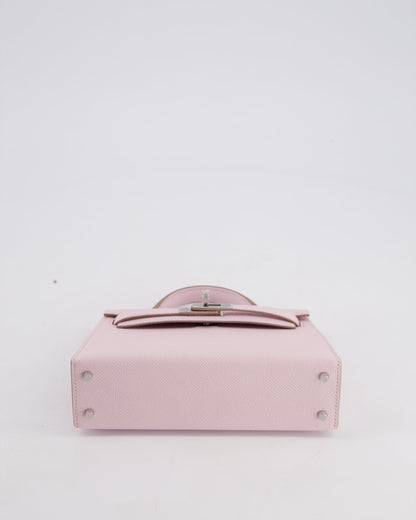 *HOT* Hermès Mini Kelly II 20cm Bag In Mauve Pale Epsom Leather with Palladium Hardware