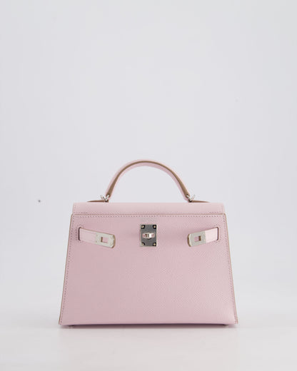 *HOT* Hermès Mini Kelly II 20cm Bag In Mauve Pale Epsom Leather with Palladium Hardware