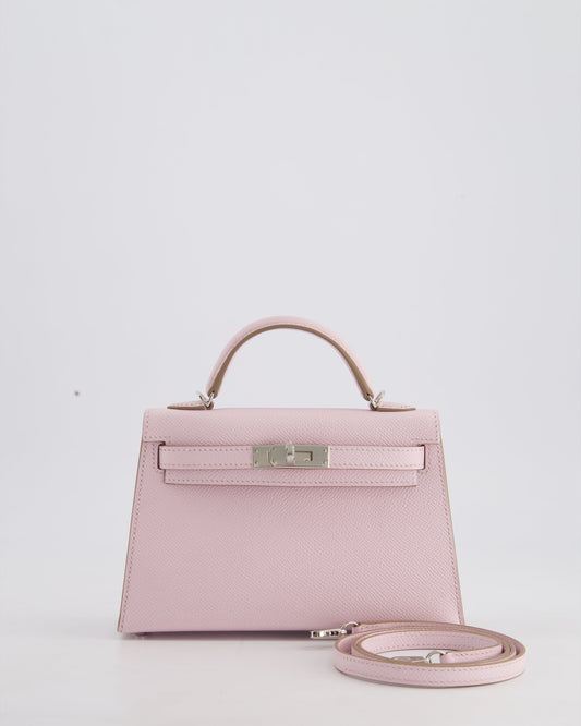 *HOT* Hermès Mini Kelly II 20cm Bag In Mauve Pale Epsom Leather with Palladium Hardware