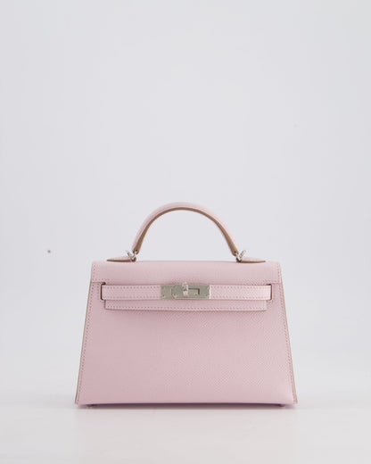 *HOT* Hermès Mini Kelly II 20cm Bag In Mauve Pale Epsom Leather with Palladium Hardware