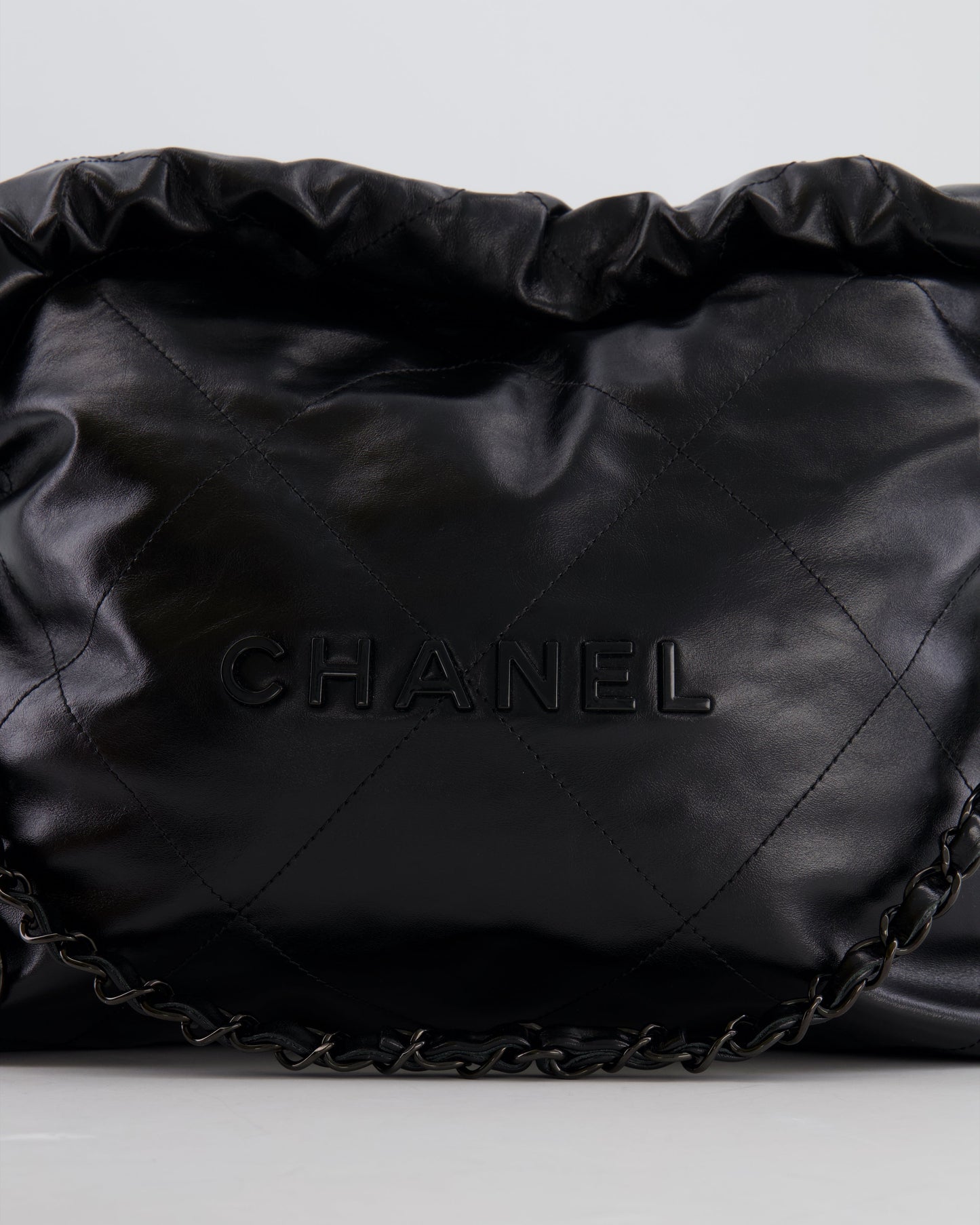 Chanel 22 Small Hobo Bag in Black Calfskin Leather with So Black Hardware