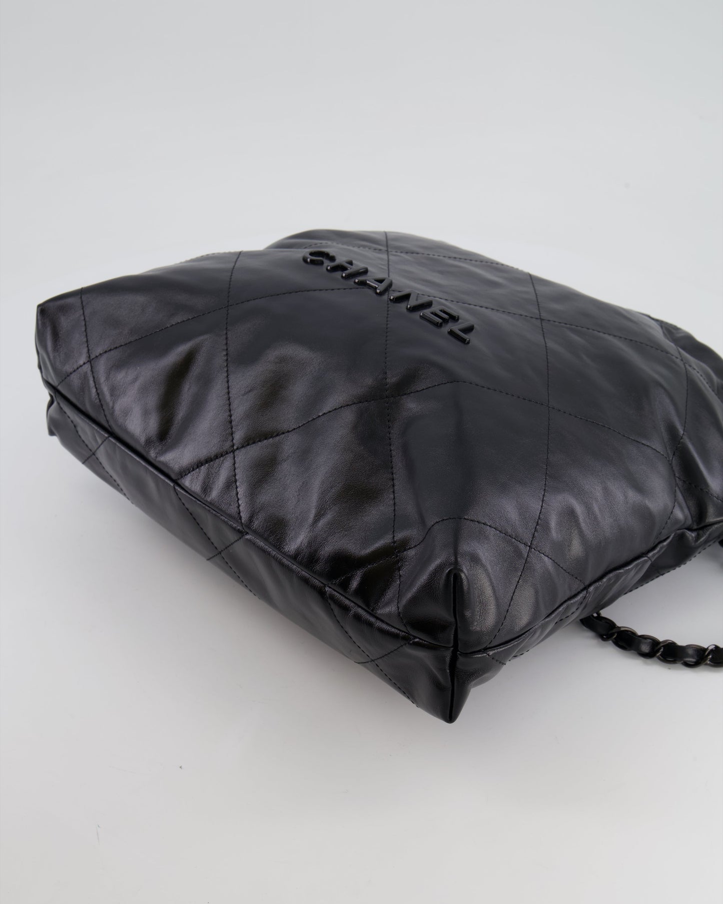 Chanel 22 Small Hobo Bag in Black Calfskin Leather with So Black Hardware