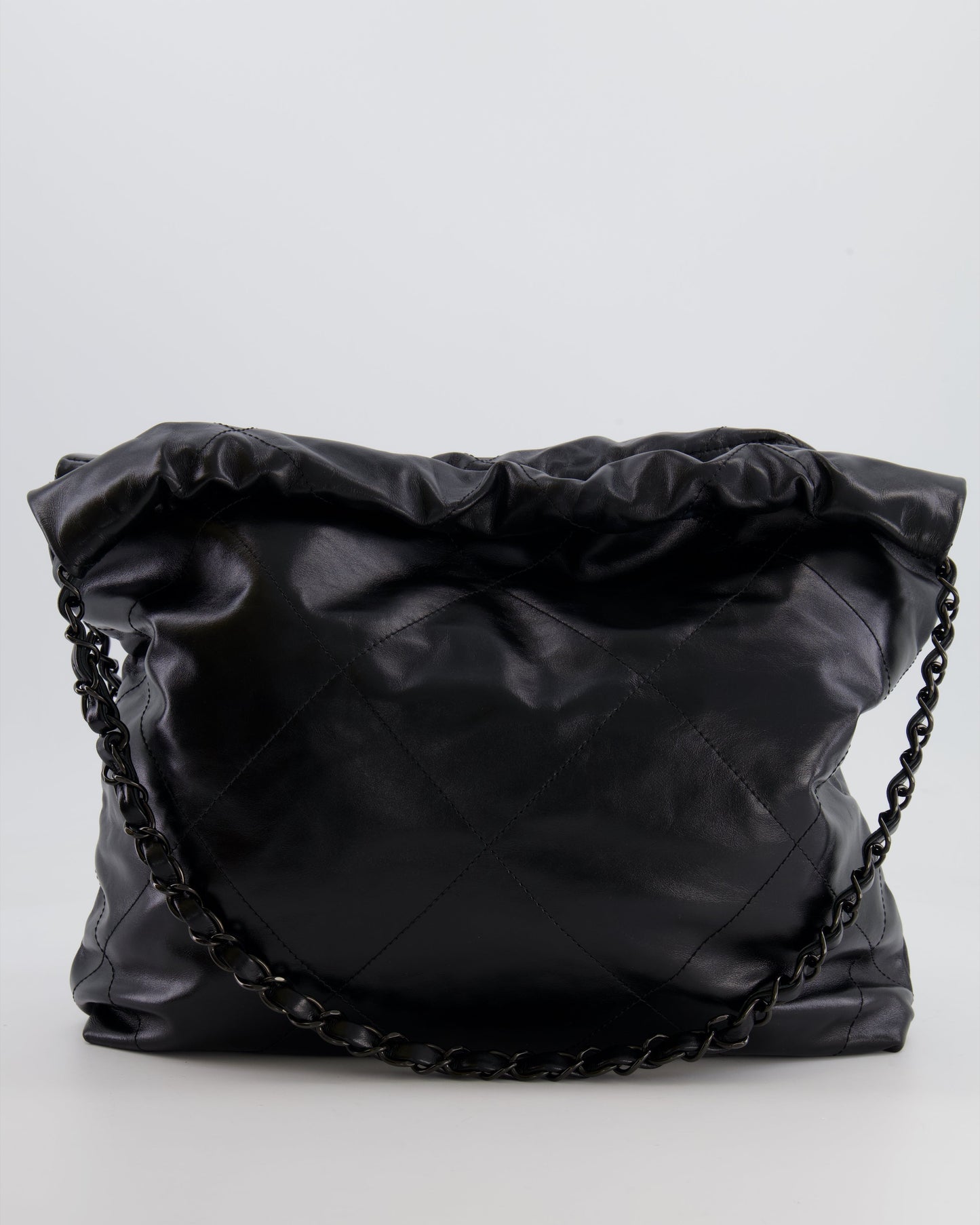 Chanel 22 Small Hobo Bag in Black Calfskin Leather with So Black Hardware
