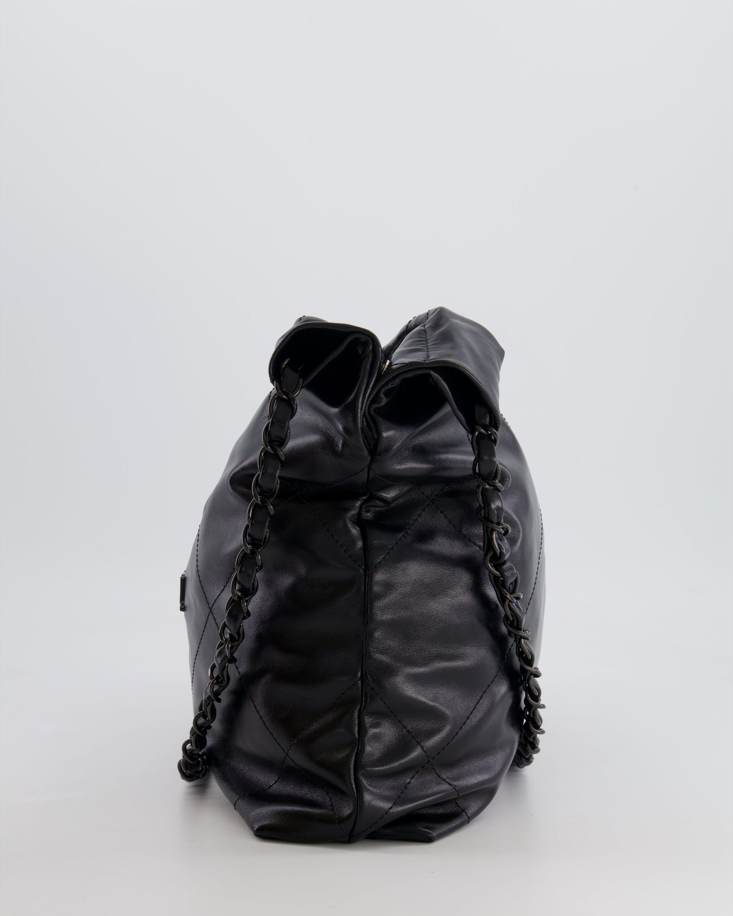 Chanel 22 Small Hobo Bag in Black Calfskin Leather with So Black Hardware