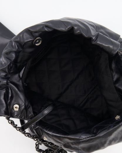 Chanel 22 Small Hobo Bag in Black Calfskin Leather with So Black Hardware