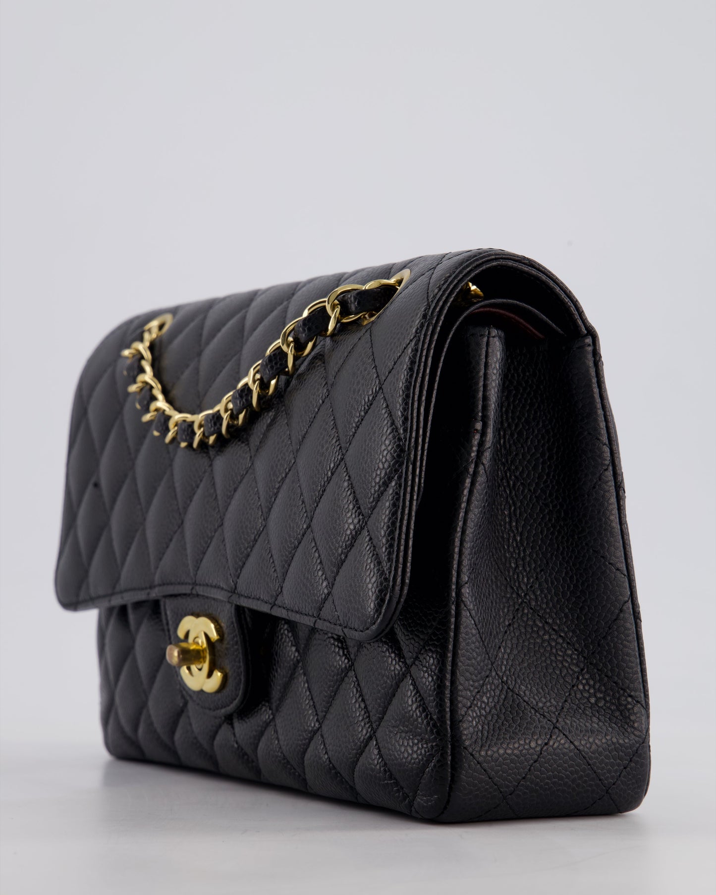 Chanel Medium Black Classic Double Flap Bag in Caviar Leather with Gold Hardware