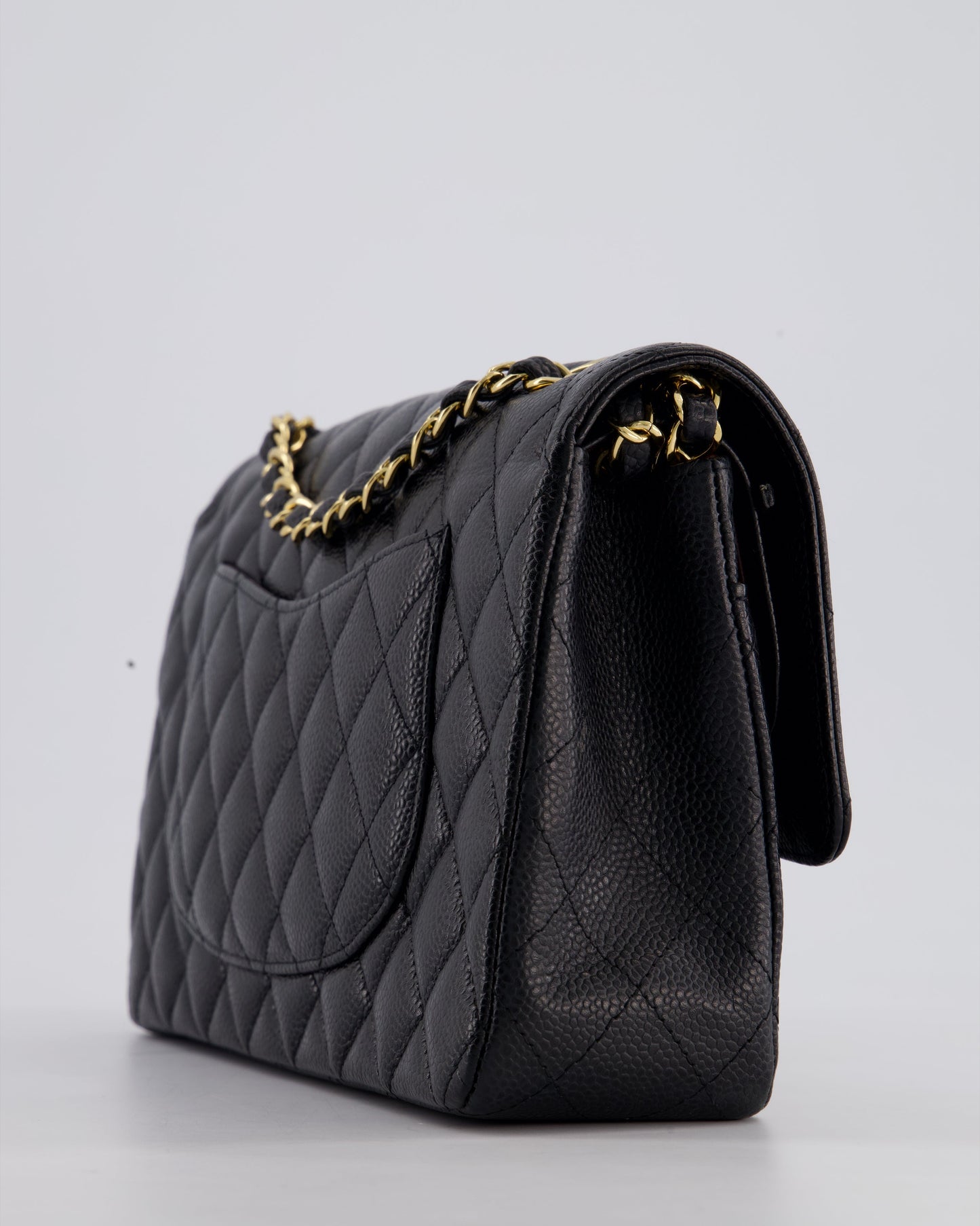 Chanel Medium Black Classic Double Flap Bag in Caviar Leather with Gold Hardware