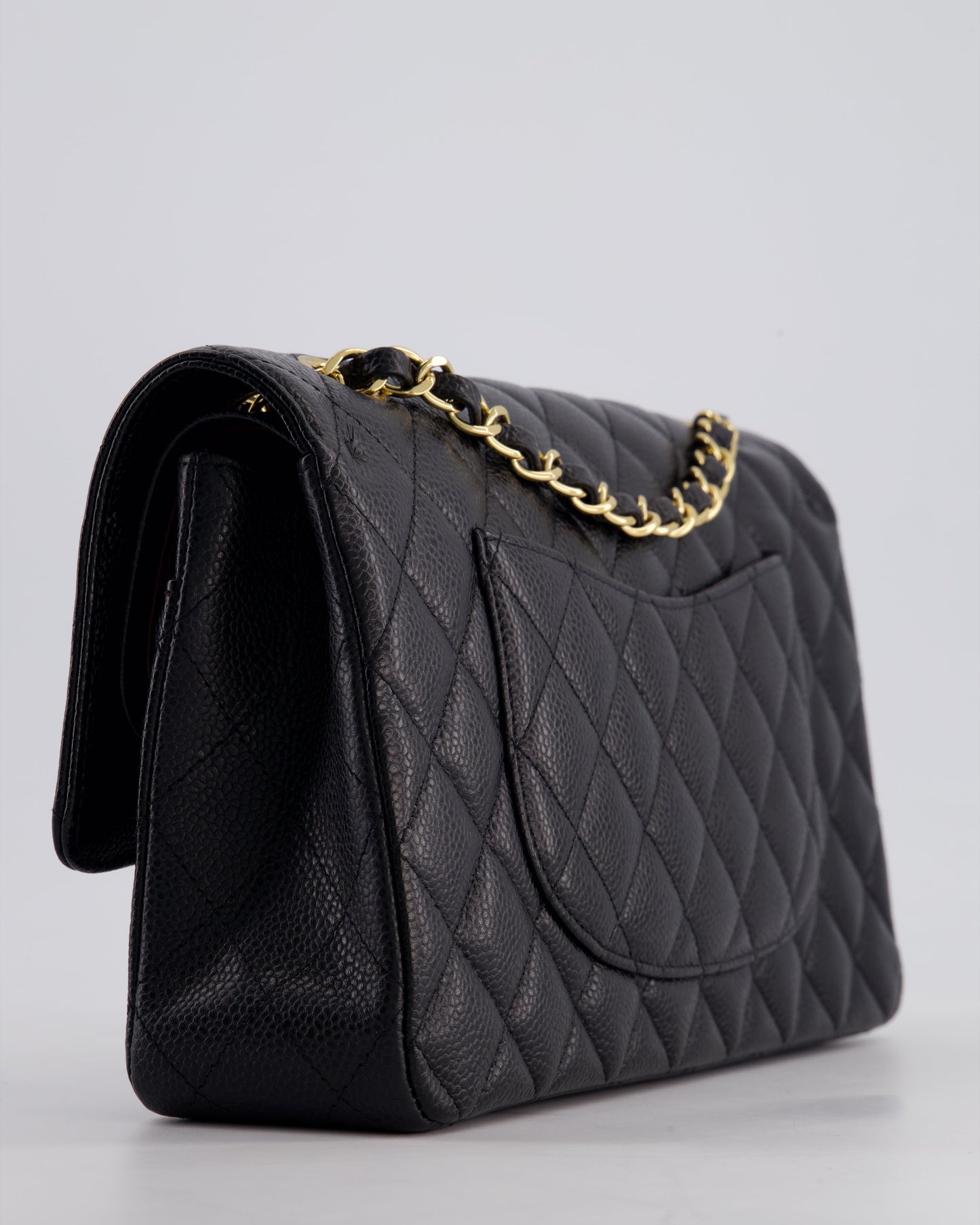 Chanel Medium Black Classic Double Flap Bag in Caviar Leather with Gold Hardware