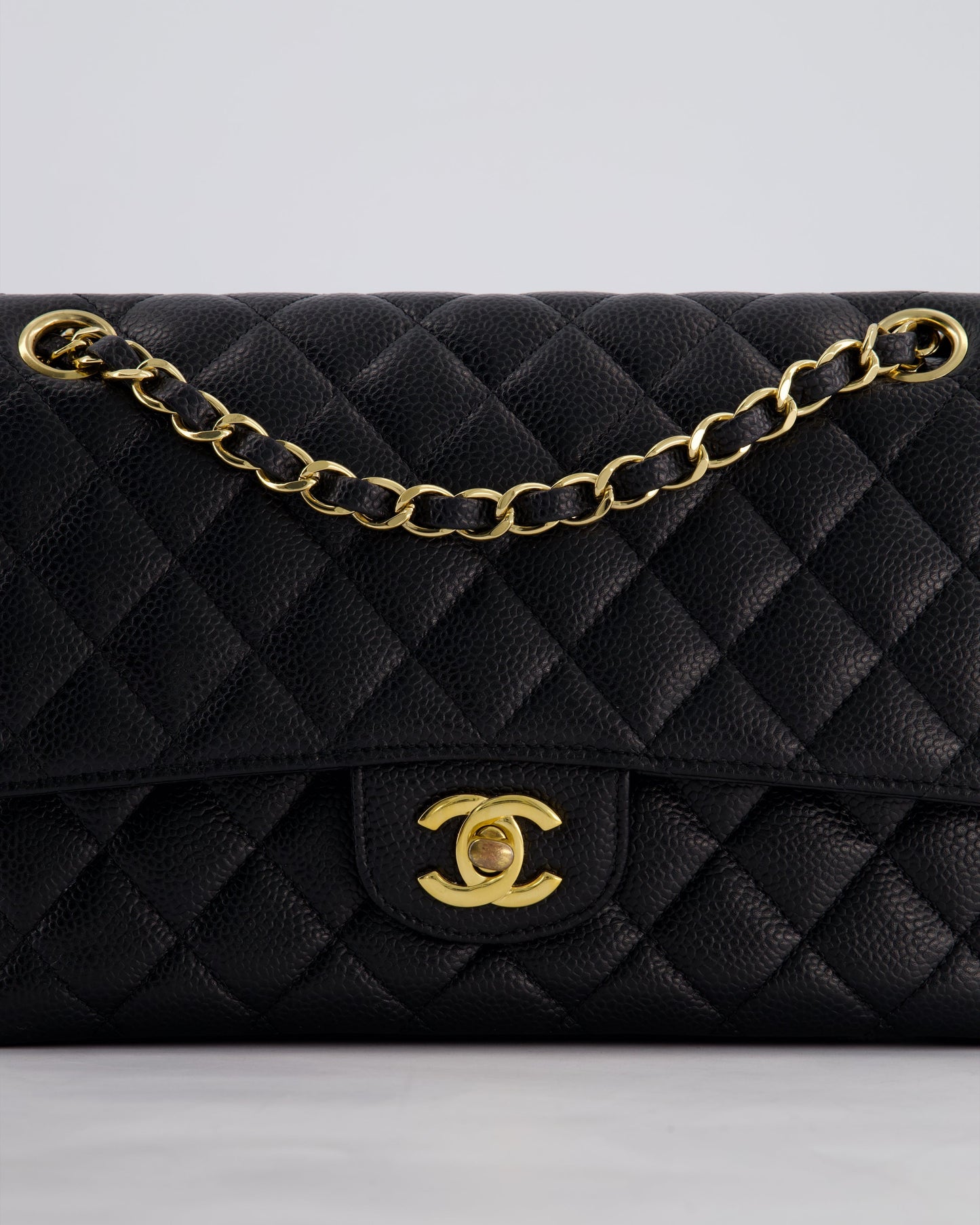 Chanel Medium Black Classic Double Flap Bag in Caviar Leather with Gold Hardware