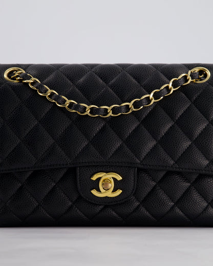 Chanel Medium Black Classic Double Flap Bag in Caviar Leather with Gold Hardware