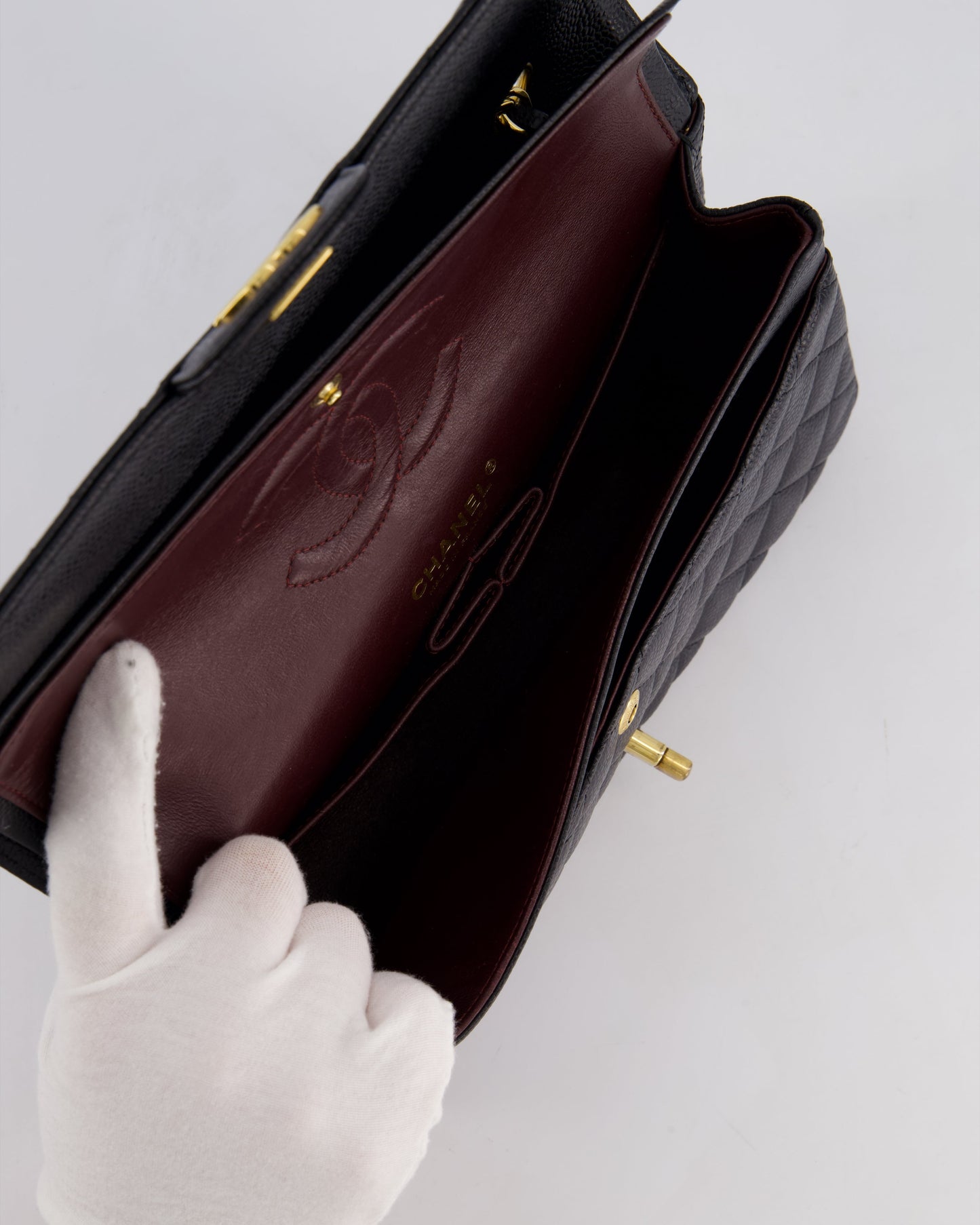 Chanel Medium Black Classic Double Flap Bag in Caviar Leather with Gold Hardware