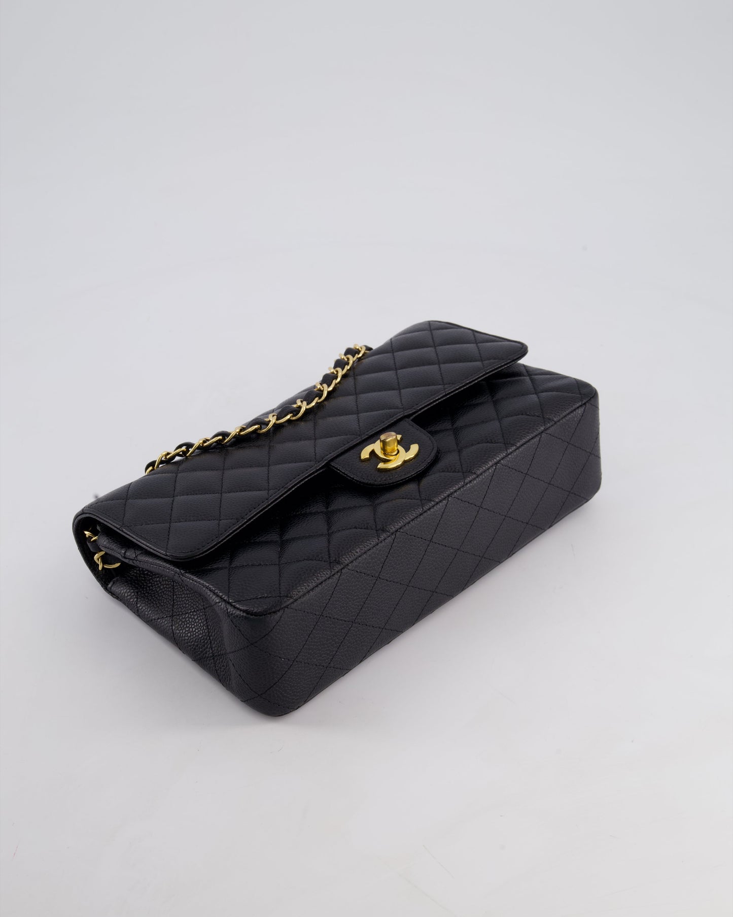 Chanel Medium Black Classic Double Flap Bag in Caviar Leather with Gold Hardware