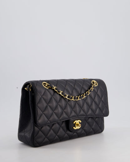 Chanel Medium Black Classic Double Flap Bag in Caviar Leather with Gold Hardware