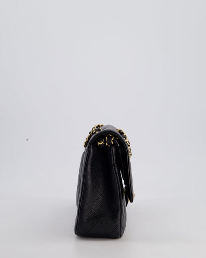 Chanel Medium Black Classic Double Flap Bag in Caviar Leather with Gold Hardware