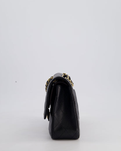 Chanel Medium Black Classic Double Flap Bag in Caviar Leather with Gold Hardware